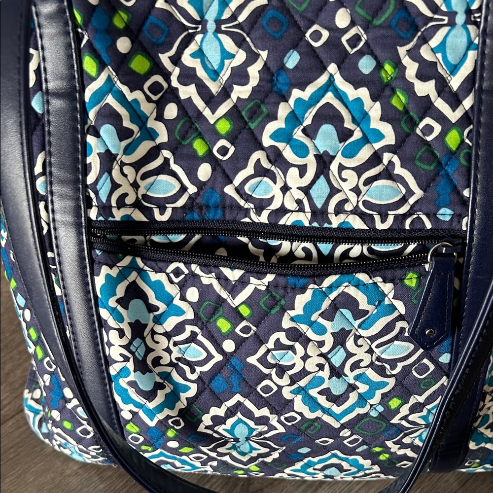Vera Bradley Navy and Teal Patterned Tote - Picture 4 of 9